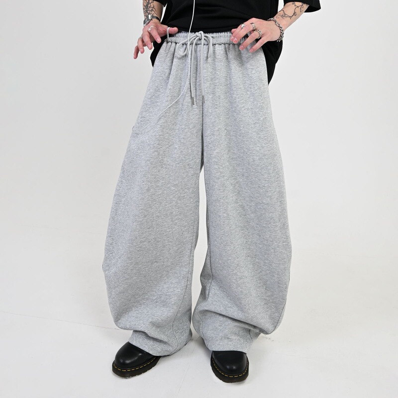Amazon cross-border solid color sweatpants for men and women, trendy versatile curved-leg pants, wide-leg loose elastic waist casual trousers Amazon cross-border solid color sweatpants for men and women, trendy versatile curved-leg pants, wide-leg loose elastic waist casual trousers