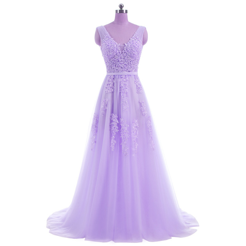 Vestido de Noche con Cuello en V para Mujer de Encaje Sin Mangas para Fiesta image 5