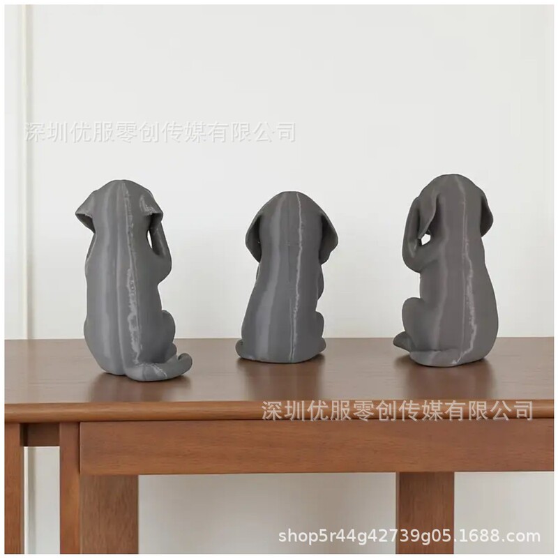 跨境爆款 3 Pcs Three Wise Dogs/Cats 装饰雕像猫雕像爱猫人士|undefined