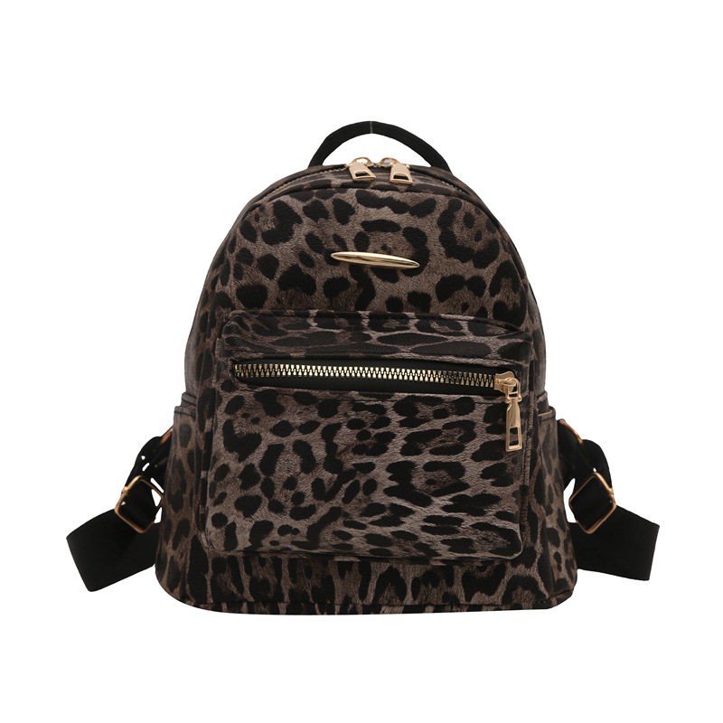 Mochila de mujer con estampado de leopardo de nicho popular de este año 2025 nueva mochila de moda de otoño e invierno mini mochila escolar pequeña