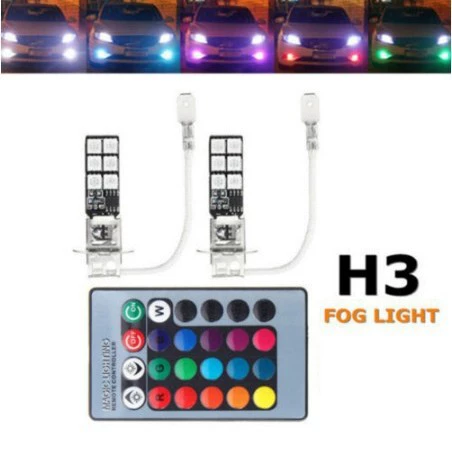 Специальная лампа для H1 H3 880 881 5050 12SMD RGB с пультом дистанционного управления, цветной туманный передний свет