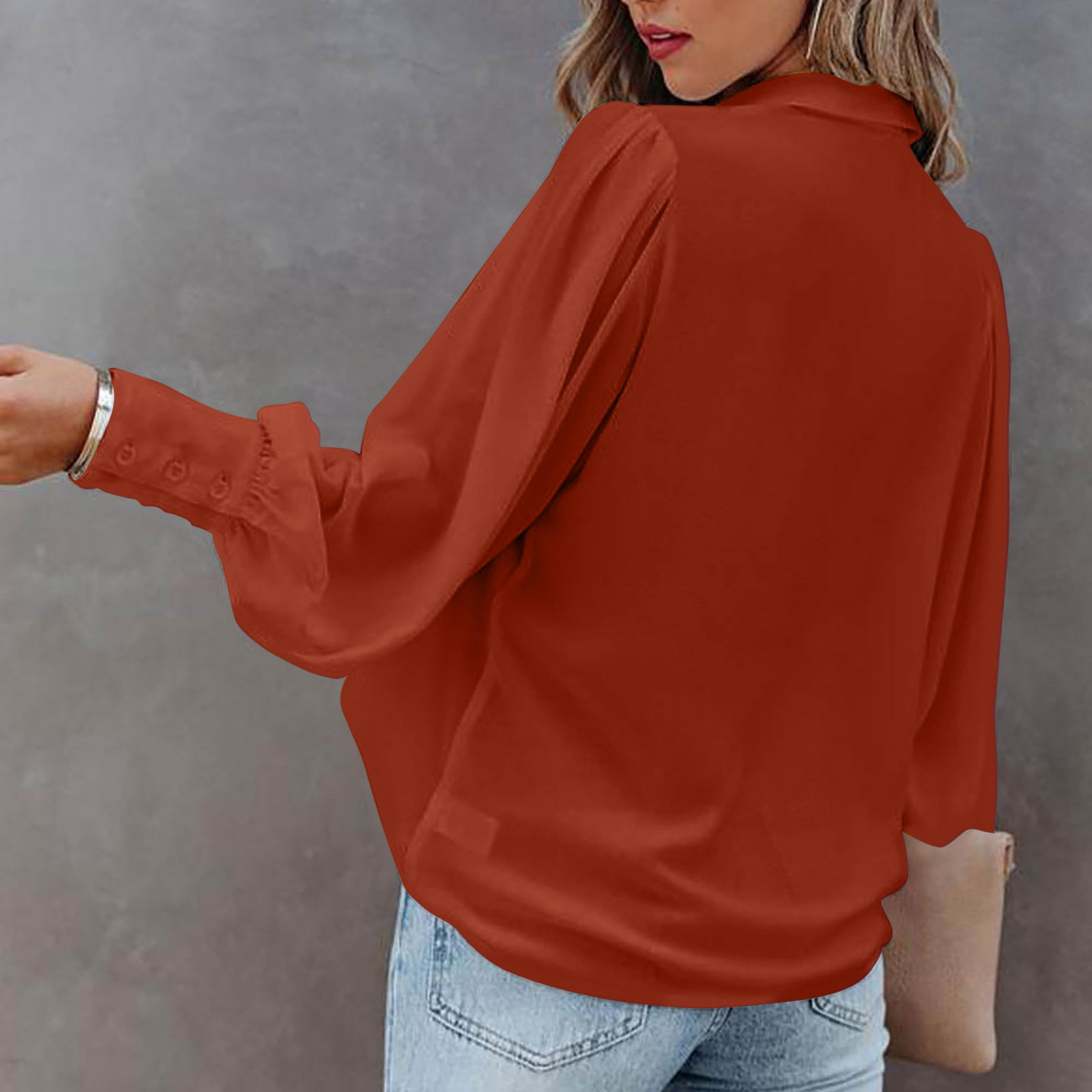 Women's Blouse Long Sleeve Blouses Patchwork Button Elegant Solid Color display picture 5