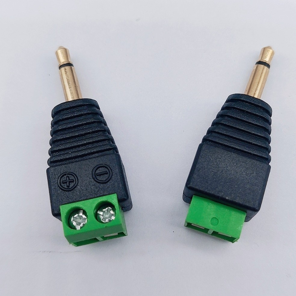 3.5单插转绿色接线端子镀金款，免焊3.5端子