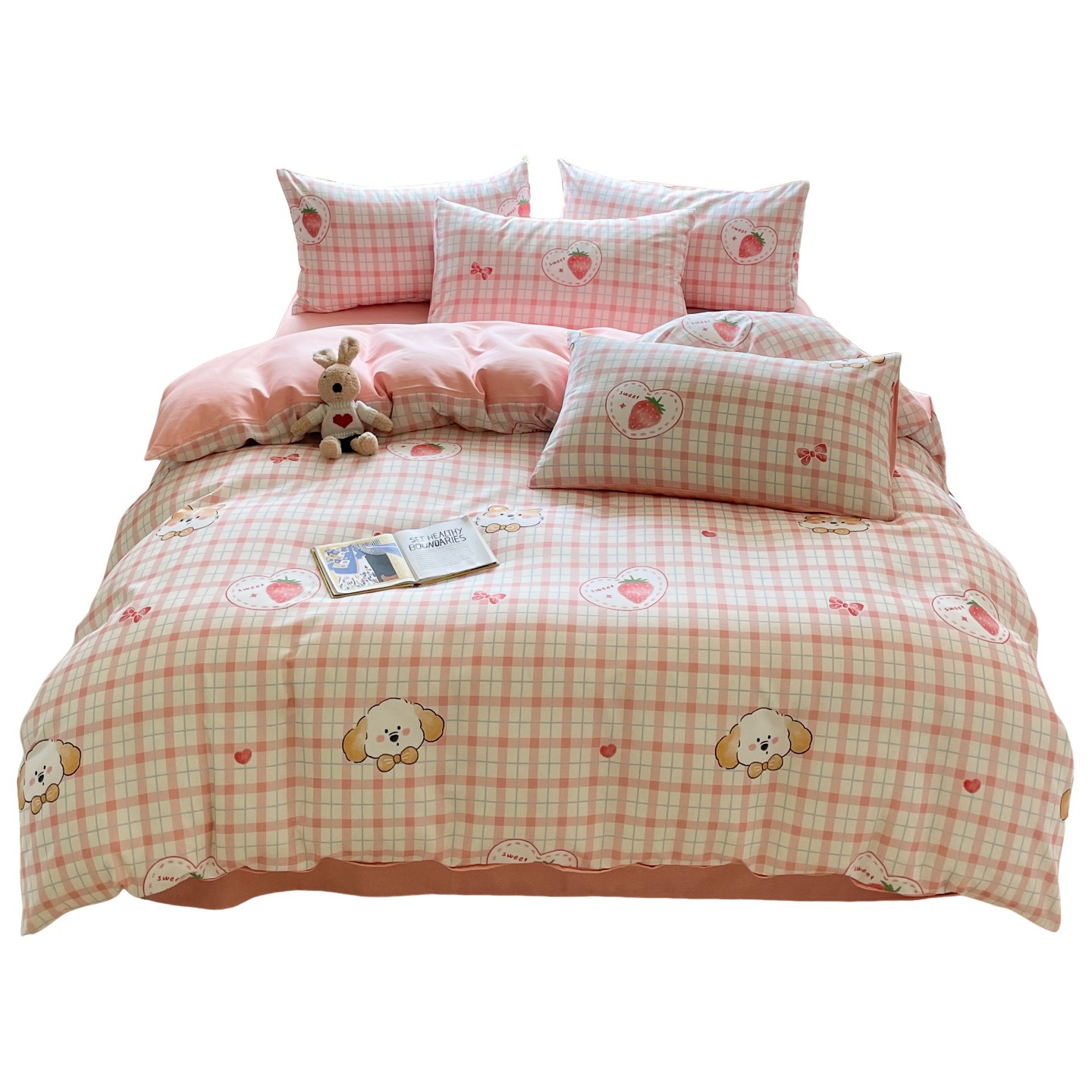 El algodón grueso y abrasivo de cuatro piezas de algodón 100 ropa de cama de otoño y invierno sábanas de cama de cama de cubierta de cama de tres piezas 4