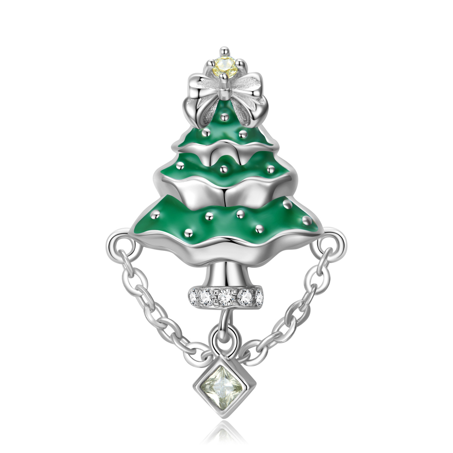 Sweet Geometric Sterling Silver Plating Zircon Pendant Necklace 1 Piece