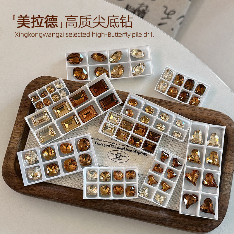 Autumn and Winter Maillard High-Quality Nail Art Diamond Jewelry Mixed Pointed Bottom Special-Shaped Diamond Explosive Fat Square Nail Diamond Jewelry Accessories Autumn and Winter Maillard High-Quality Nail Art Diamond Jewelry Mixed Pointed Bottom Special-Shaped Diamond Explosive Fat Square Nail Diamond Jewelry Accessories