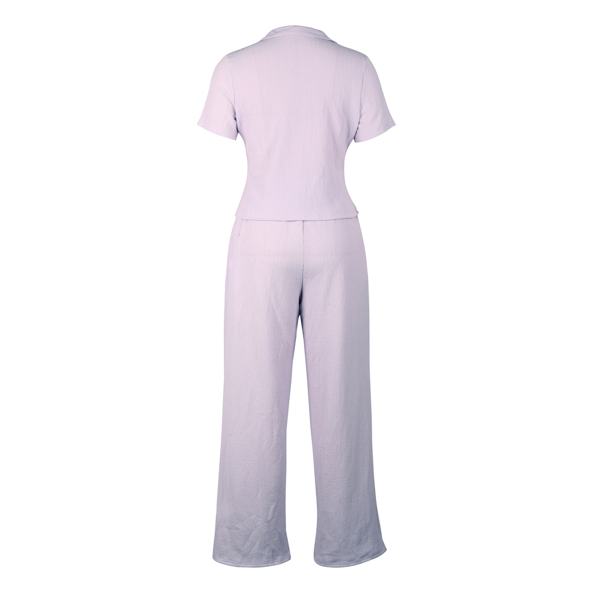Women Clothing Short Sleeve Suit Loose Pleated Breathable V Neck Two Piece Suit Shirt Summer