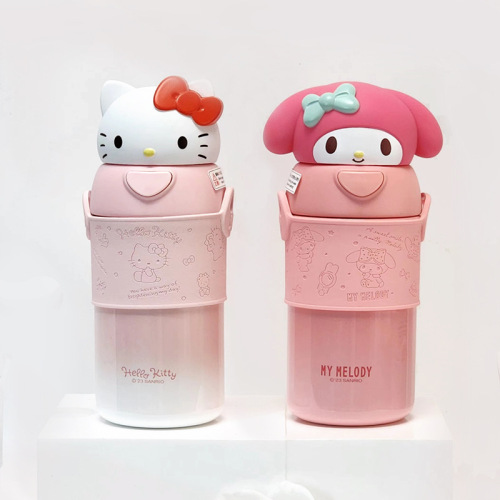 Genuine Sanrio water cup, female naughty thermos cup, student belly cup, stainless steel water cup, children's cute large kettle