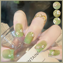 X220 New Wearable Nail Art Nail Sheet Wholesale Jade White Flower Removable Nail Sticker Waterproof Long Nail for Women