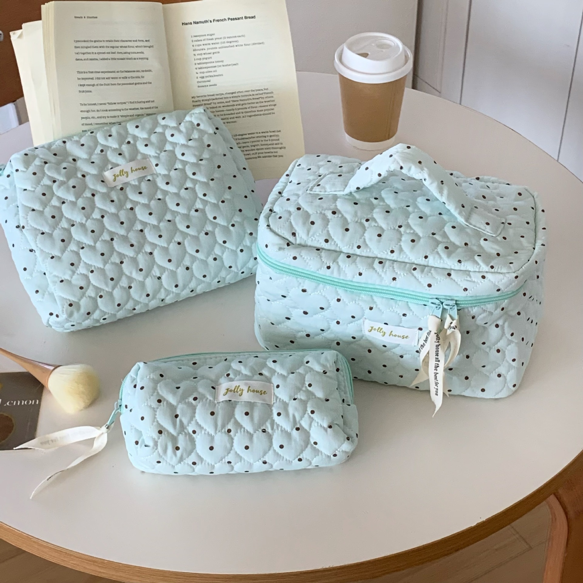 Mint capacious brand cosmetic bag