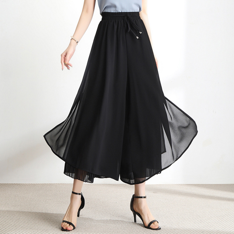 Western Style, Age-Reducing and Slimming, Chiffon Dress, Women's Summer French Pants, Skirt, Textured Wide-Leg Pants Western Style, Age-Reducing and Slimming, Chiffon Dress, Women's Summer French Pants, Skirt, Textured Wide-Leg Pants