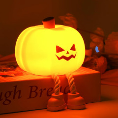 跨境新款Mischievous Grinning Pumpkin Night南瓜硅胶小夜灯