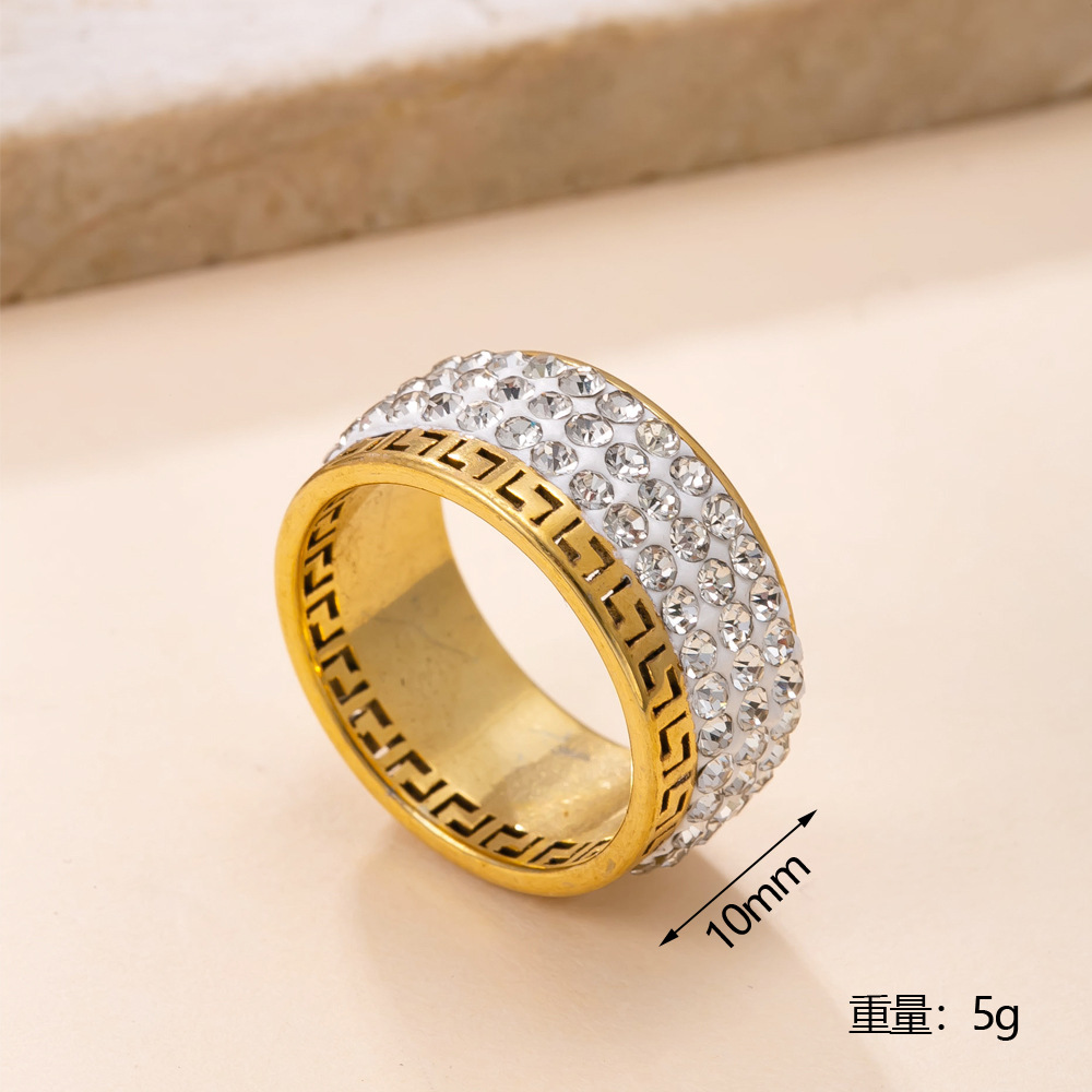 Europäischer Edelstahlring Mit Diamantmuster Und Steinbesatz_voghion.com