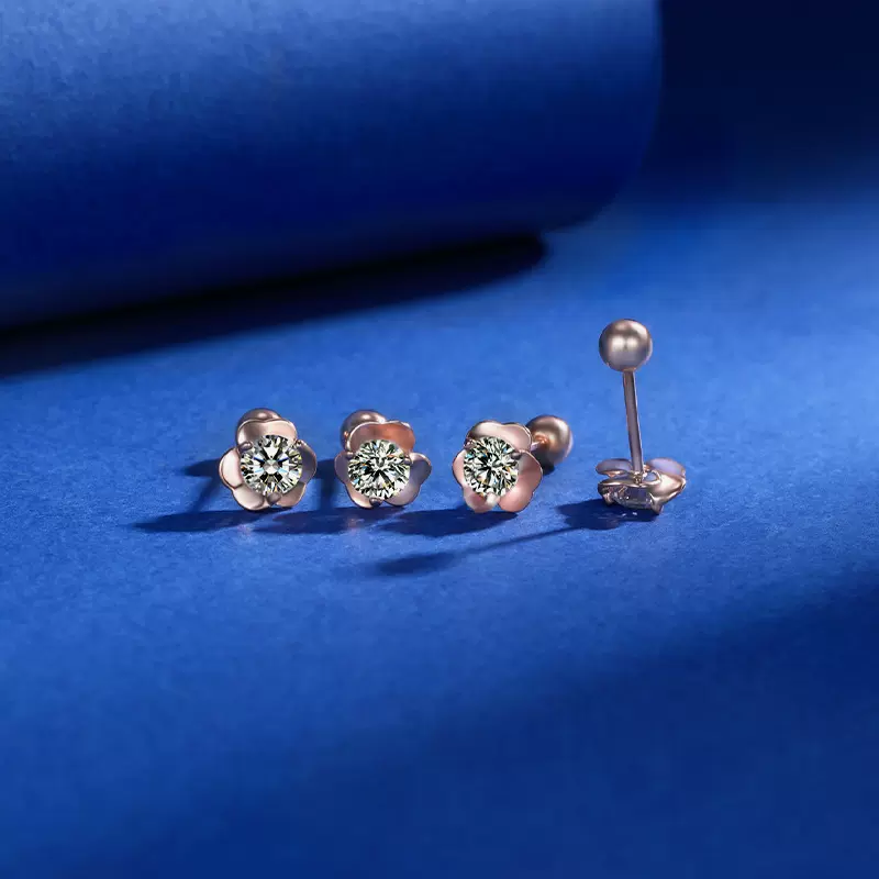 娅希三叶草s925纯银耳钉森系玫瑰金气质小香风情人节礼物耳饰批发