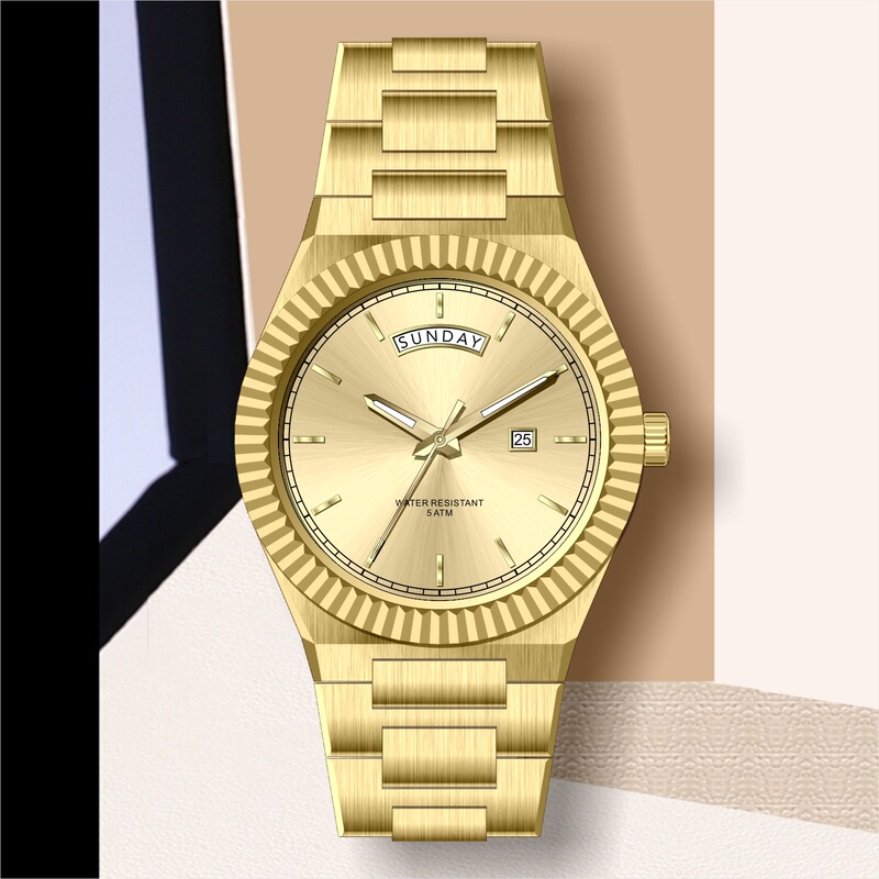 Rolex Business Men's Datejust Quartz Waterproof Steel Band Men's Watch, Large Dial, Original Quartz