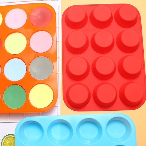 12-hole round silicone cake mold food grade muffin cup baking tool DIY silicone baking pan