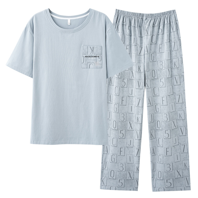 綿100%の男性用パジャマ、夏用の薄手の半袖ズボン、高級スーツ、屋外で着用できる男性用の綿のホーム服|undefined