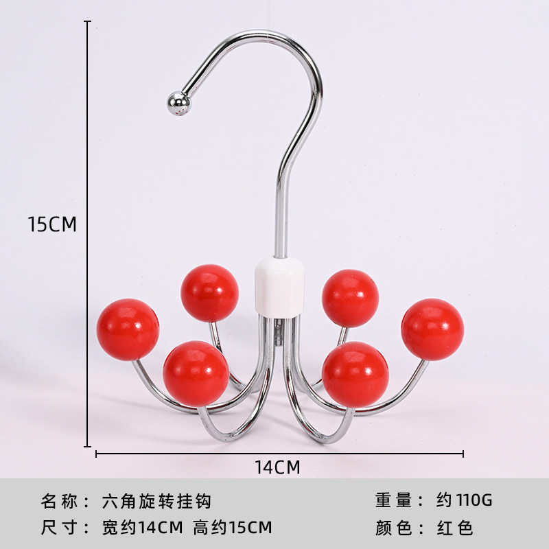 여섯 개의 발톱 후크 빨간색 나무 구슬