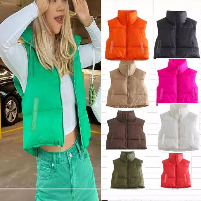 Chaleco de algodón de estilo europeo y americano Chaleco de invierno de las mujeres Chaleco de algodón engrosado chaleco sin mangas de pan