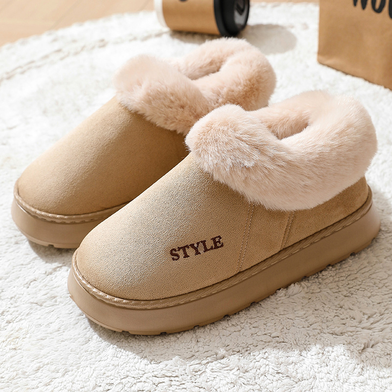 thumbnail image 1 of Zapatillas de algodón para mujer en invierno, bolsa de piel cálida antideslizante gruesa de terciopelo Eva de suela gruesa y zapatos de algodón para mujer en invierno, 1 of 5
