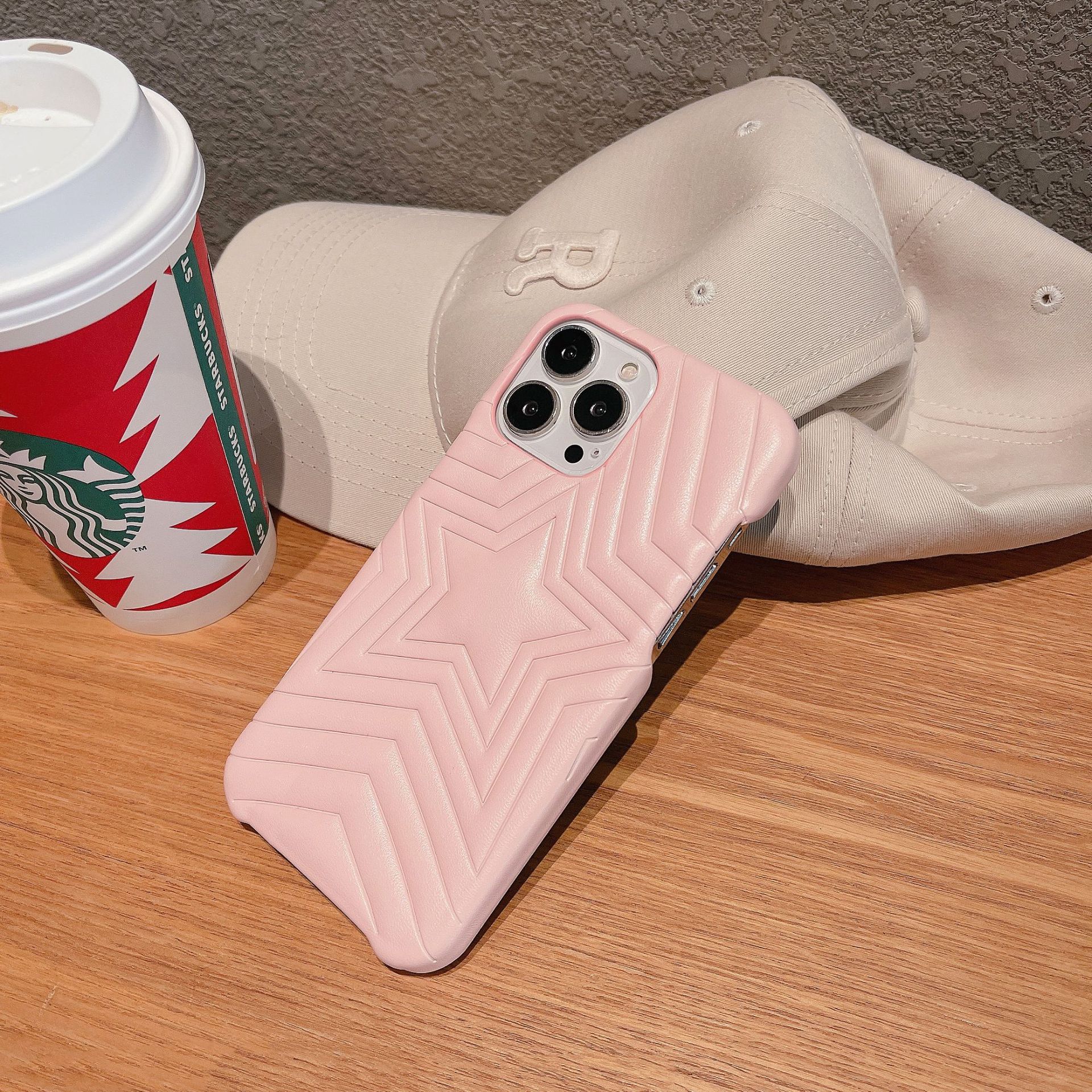 Estuche para teléfono móvil Apple 14pro de cuero IPhone15ProMax de piel de parche de estrella para IP13/12/11 duro 15p