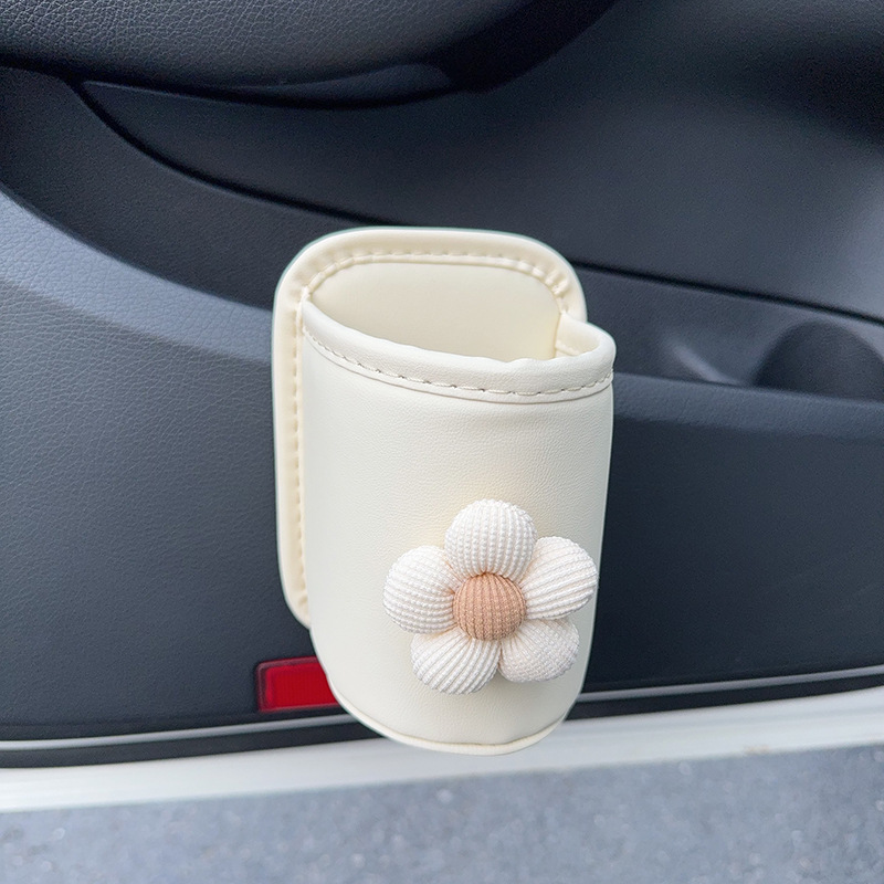 Storage Car Door – Qìchē Car cup holder/beverage holder - beige-flower-beige-cup-storage-bucket