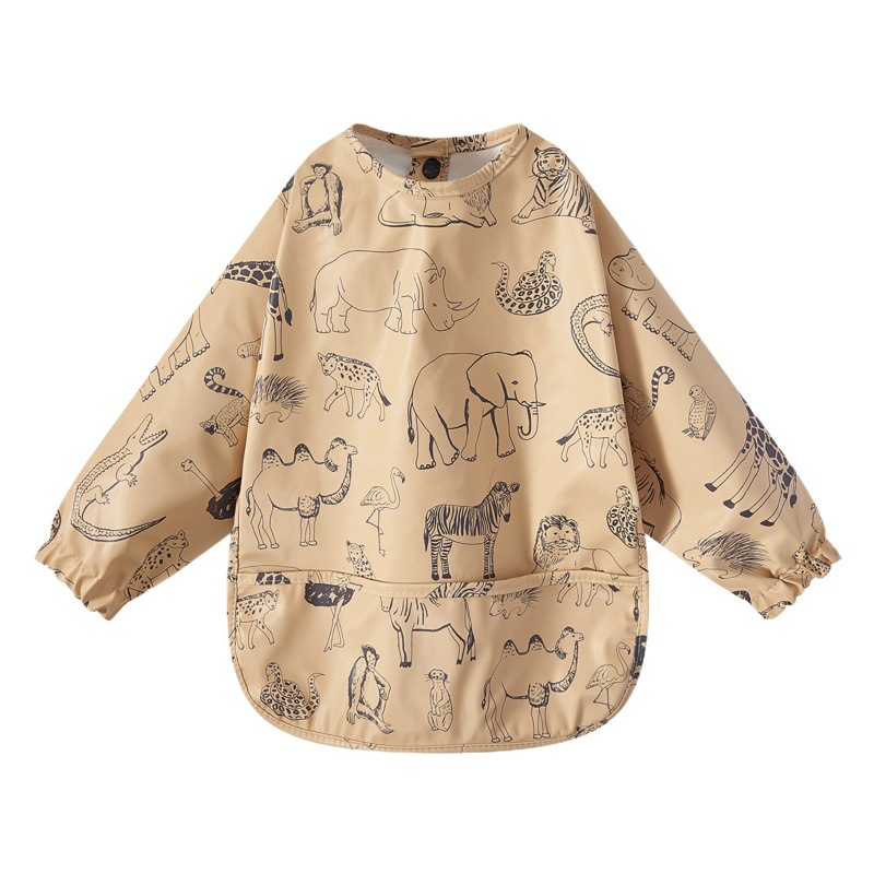 Los niños daneses overall impermeable inversa vestir babero bebé overall bebé comiendo mono bebé babero