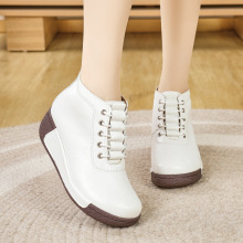 外贸代发2024秋季新款厚底高帮女靴单鞋女短靴松糕底轻便套脚女鞋