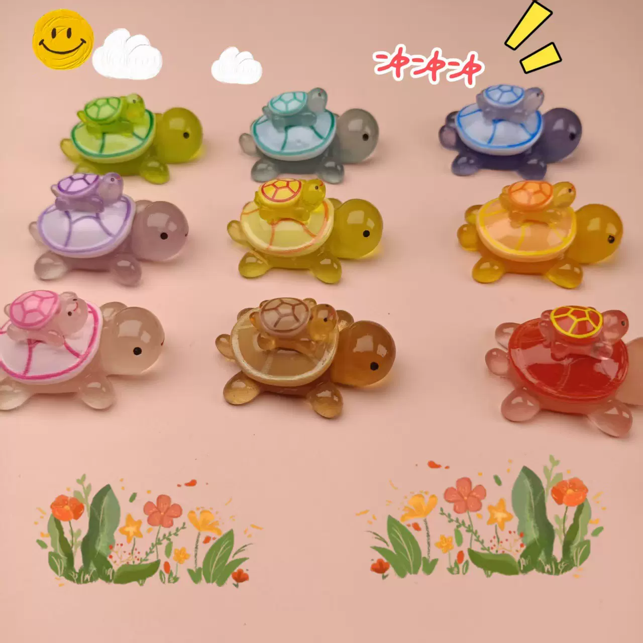 卡通夜光小乌龟树脂微景观diy饰品配件汽车小摆件网红盲袋批发