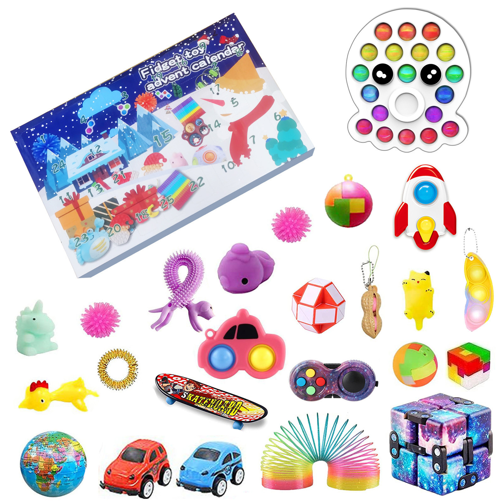Caja ciega de Navidad transfronteriza Regalo de fiesta para niños Descompresión DIY Desgarrado Calendario de cuenta regresiva Caja ciega Juguetes navideños