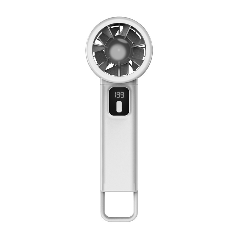 2025 新しいハンドヘルドタービン高速ファンデジタルディスプレイ USB 充電ミニハンドヘルドデスクトップカラビナ小型ファン|undefined