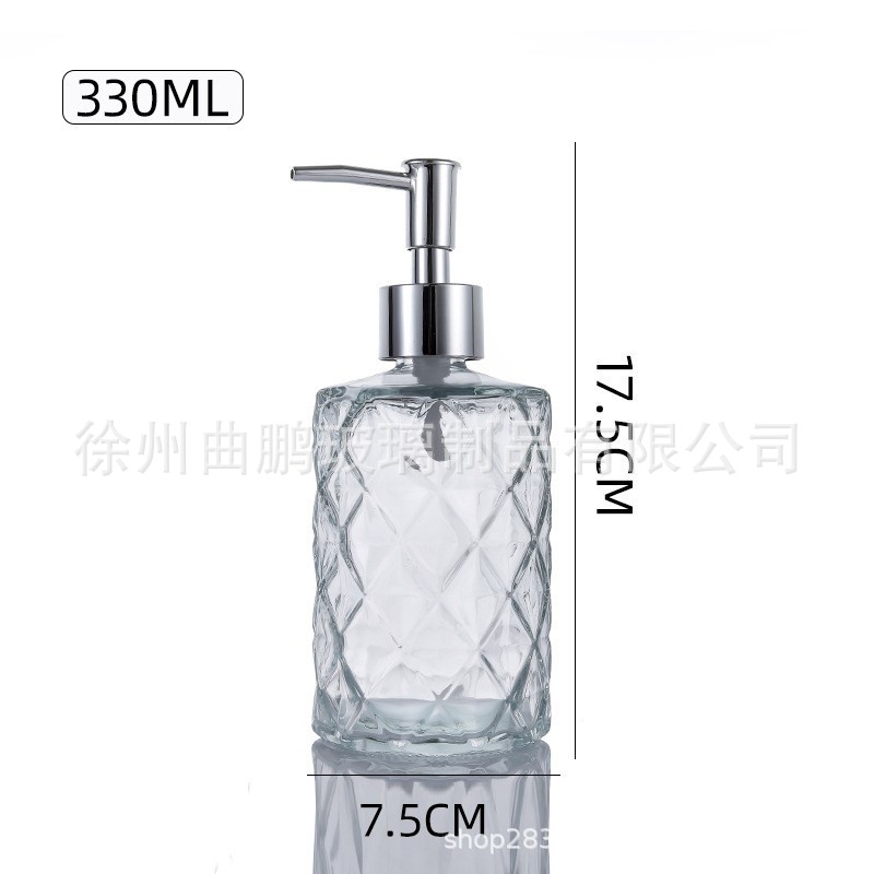 투명한 병 + 은색 펌프 헤드, 투명