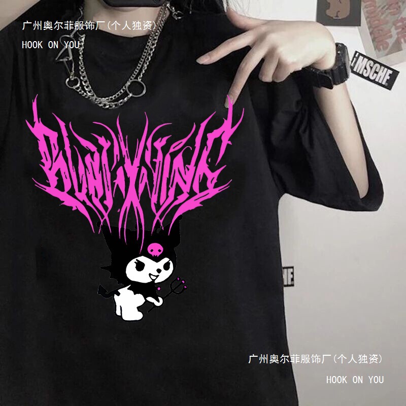 Kuromi 2025 Streetwear T-Shirt Hip Hop T-Shirt T-Shirt Clothing Beauty Graphic Y2K Black Funny T-Shirt Comic T-Shirt Cartoon