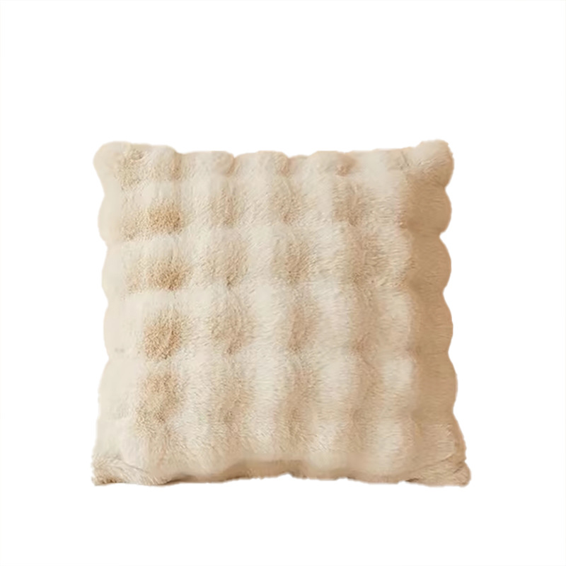 Almohada de piel de conejo de doble cara, sofá, almohada para sala de estar, respaldo para oficina, cojín de cabecera de invierno, núcleo de almohada, hogar para automóvil