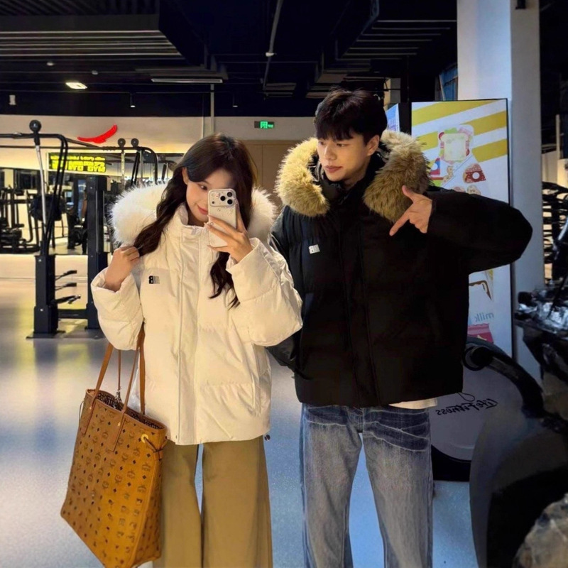 High-End Hooded Parka Cotton Coat with Large Fur Collar Waterproof Jacket for Women 2025 Winter Warm Thickened Cotton-Padded Jacket