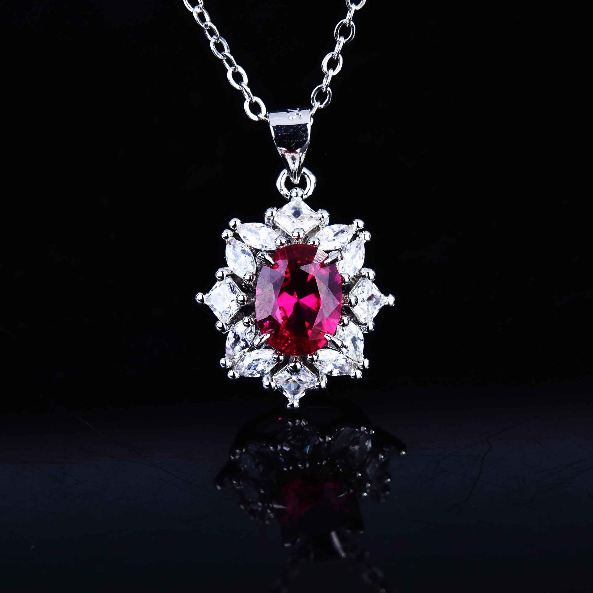 Fashion Luxury Color Treasure Set Corundum Open Ring Earrings Pendant Jewelry display picture 4