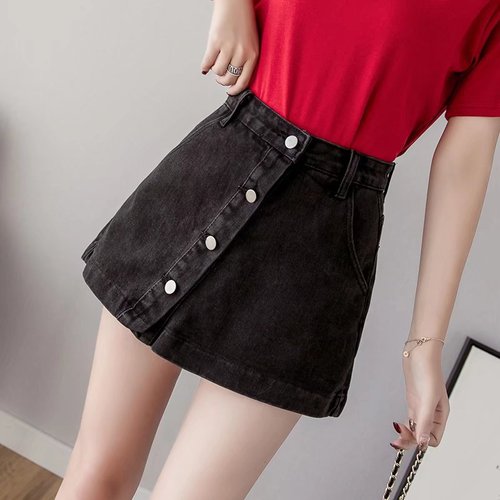 2023 new summer denim skirt for women plus size students Korean version high waist loose wide leg skirt wholesale