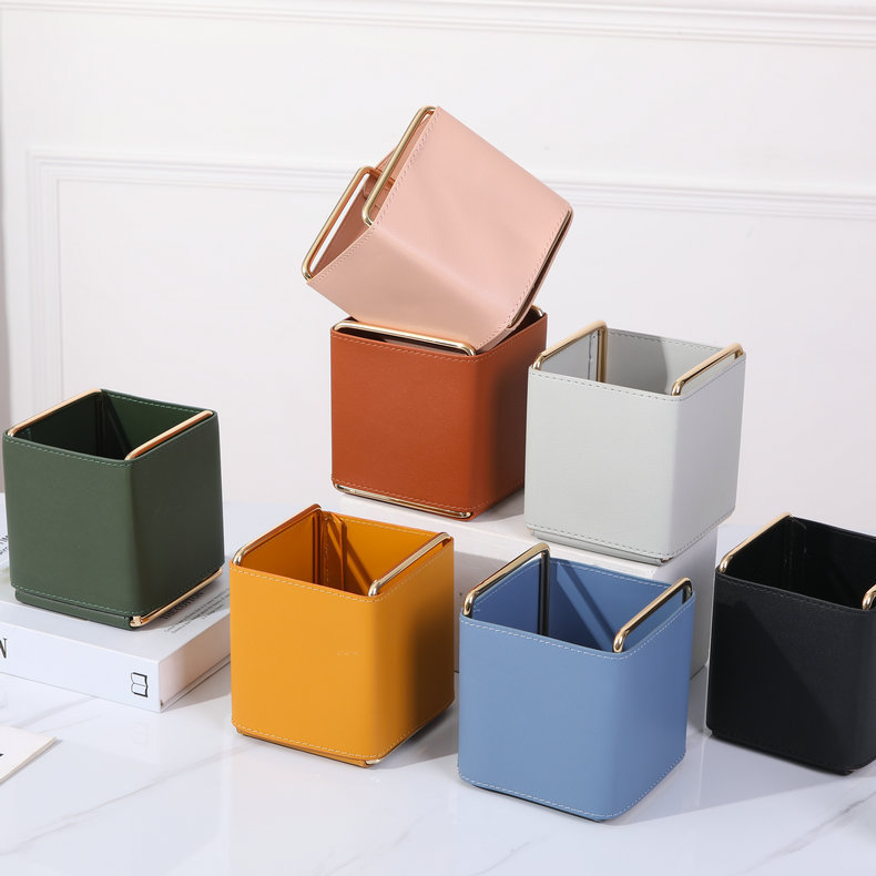 Nordic pu Storage Plate Entrance Key Leather Storage Box Desktop Cosmetics Remote Control Sundry Storage Basket