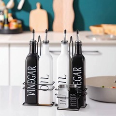 亚马逊黑白玻璃调料瓶玻璃油瓶醋瓶厨房家用调味罐壶套防漏橄榄瓶