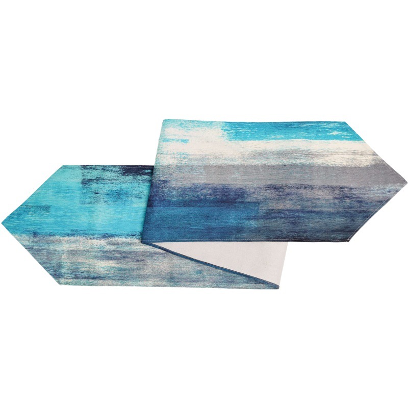 Pintura al óleo triángulo camino de mesa de tela de lino Toalla de mesa de impresión decorativa estera lavable té arte estera arte estilo retro