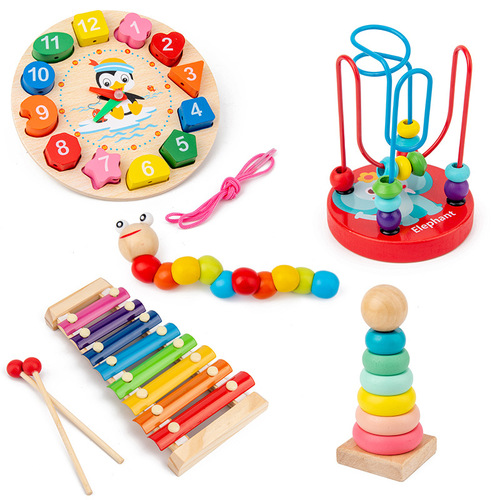 Children's Intellectual Enlightenment Music Piano Bead Wrapping Baby Early Education Wooden Toys Street Stall Advantage Toys