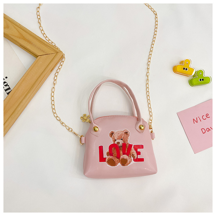 Kid's Small All Seasons Pu Leather Little Bear Cute Square Zipper Handbag display picture 6