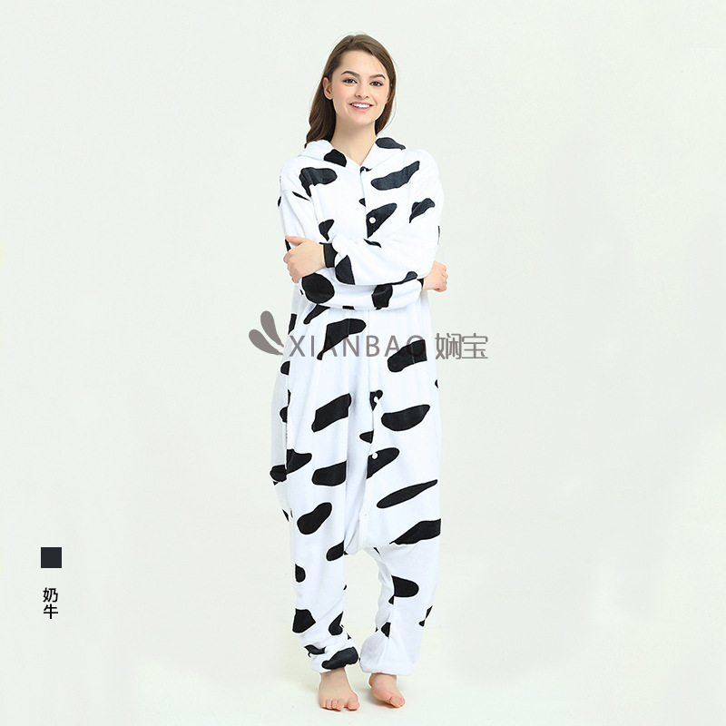 Nuevos pijamas de león, pijamas de husky, pijamas de franela de pareja con dibujos animados para hombres y mujeres.