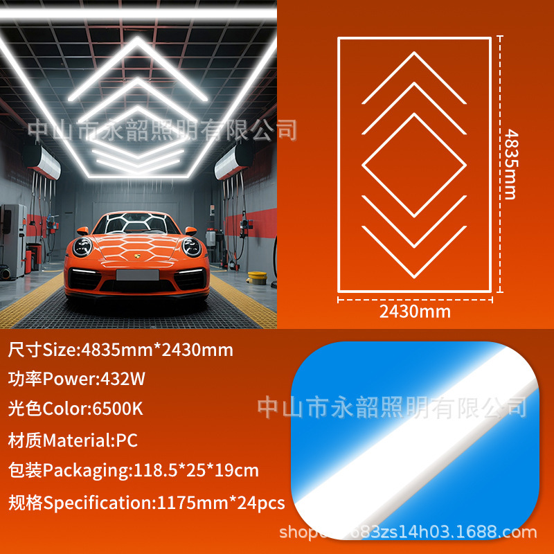 LED自動車修理専用六角ステーションランプ防水ハニカムステッチランプ2025車庫洗車室ハイライト照明|undefined