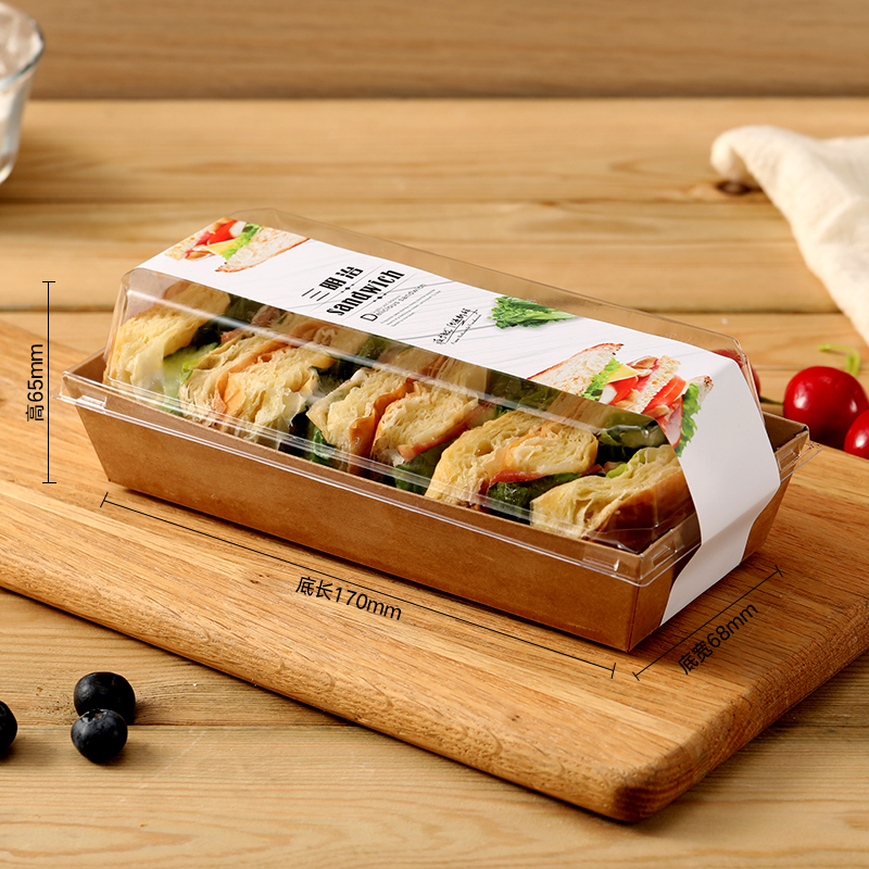 Caja de cartón de sándwich rectangular + pegatinas - 100 juegos