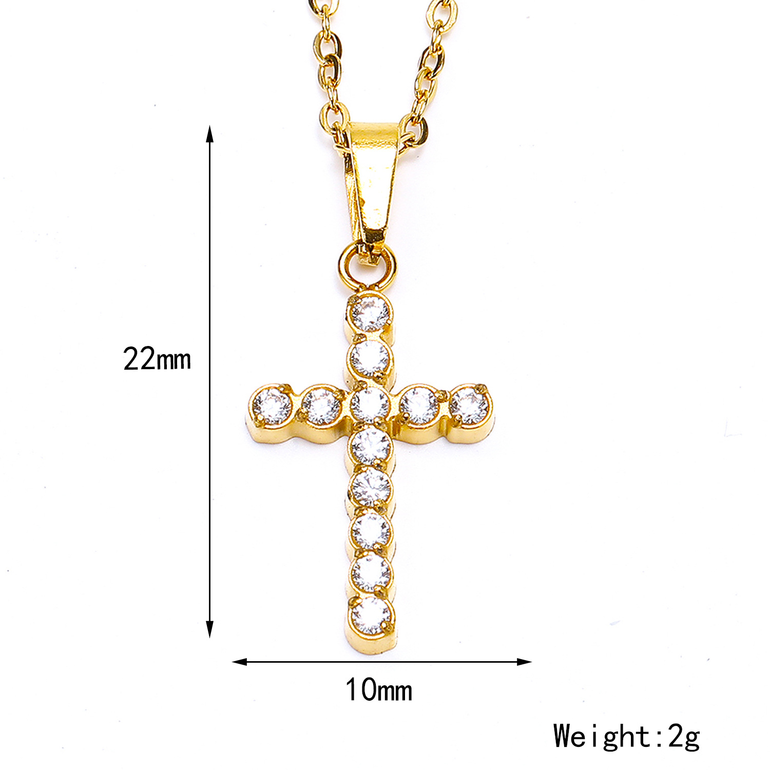 Titanium Steel Simple Style Cross Plating Inlay Zircon Pendant Necklace display picture 1