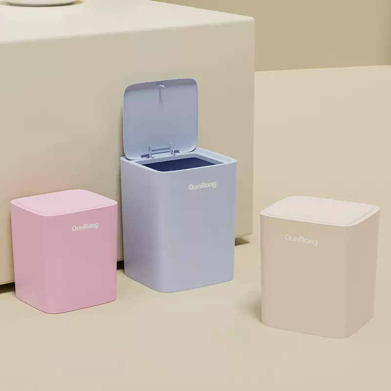 高颜值简约按压弹盖垃圾桶家用卫生间厨房大号大容量带盖卫生桶