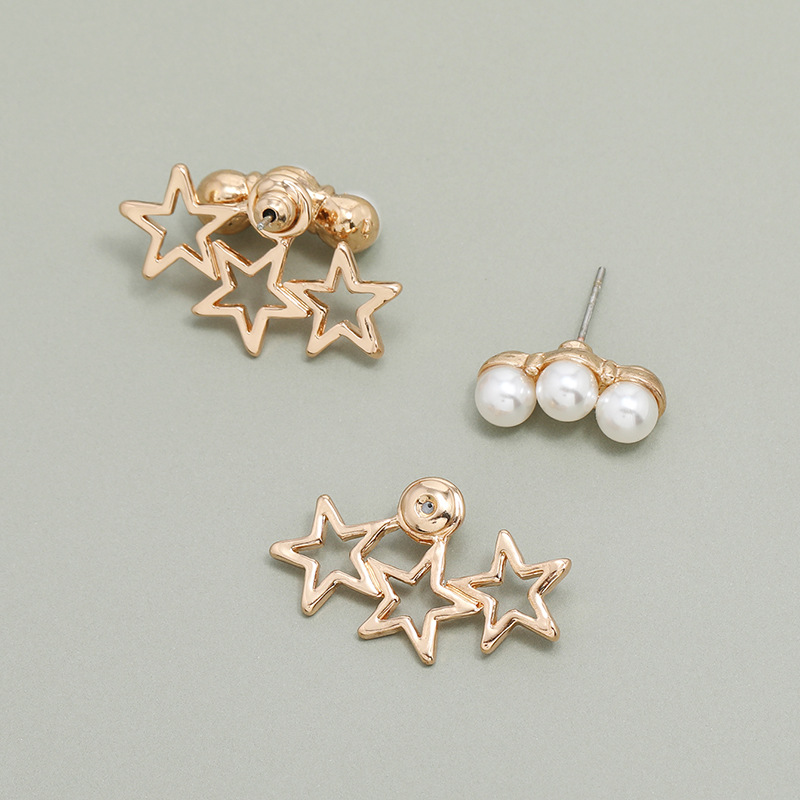 Pearl Five-pointed Star Korean Style Earrings Wholesale Jewelry Nihaojewelry display picture 3
