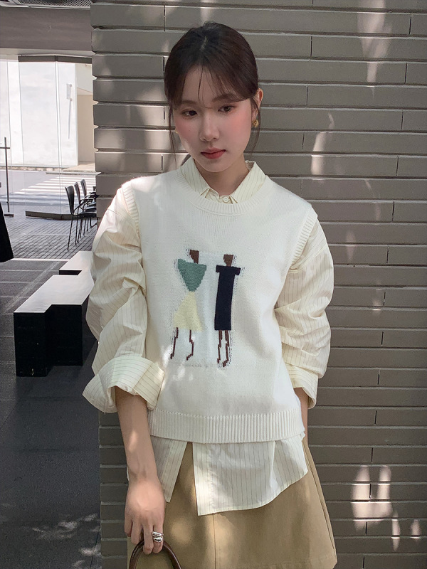 衣尔衫 几何艺术 羊毛休闲韩系无袖针织背心女叠穿百搭马甲0551|undefined