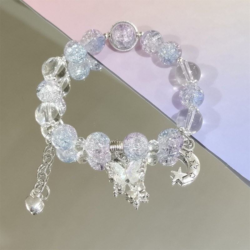 S097 - Pulsera Corazón Mariposa Rosa-Púrpura Estrella y Luna#tamaño 647